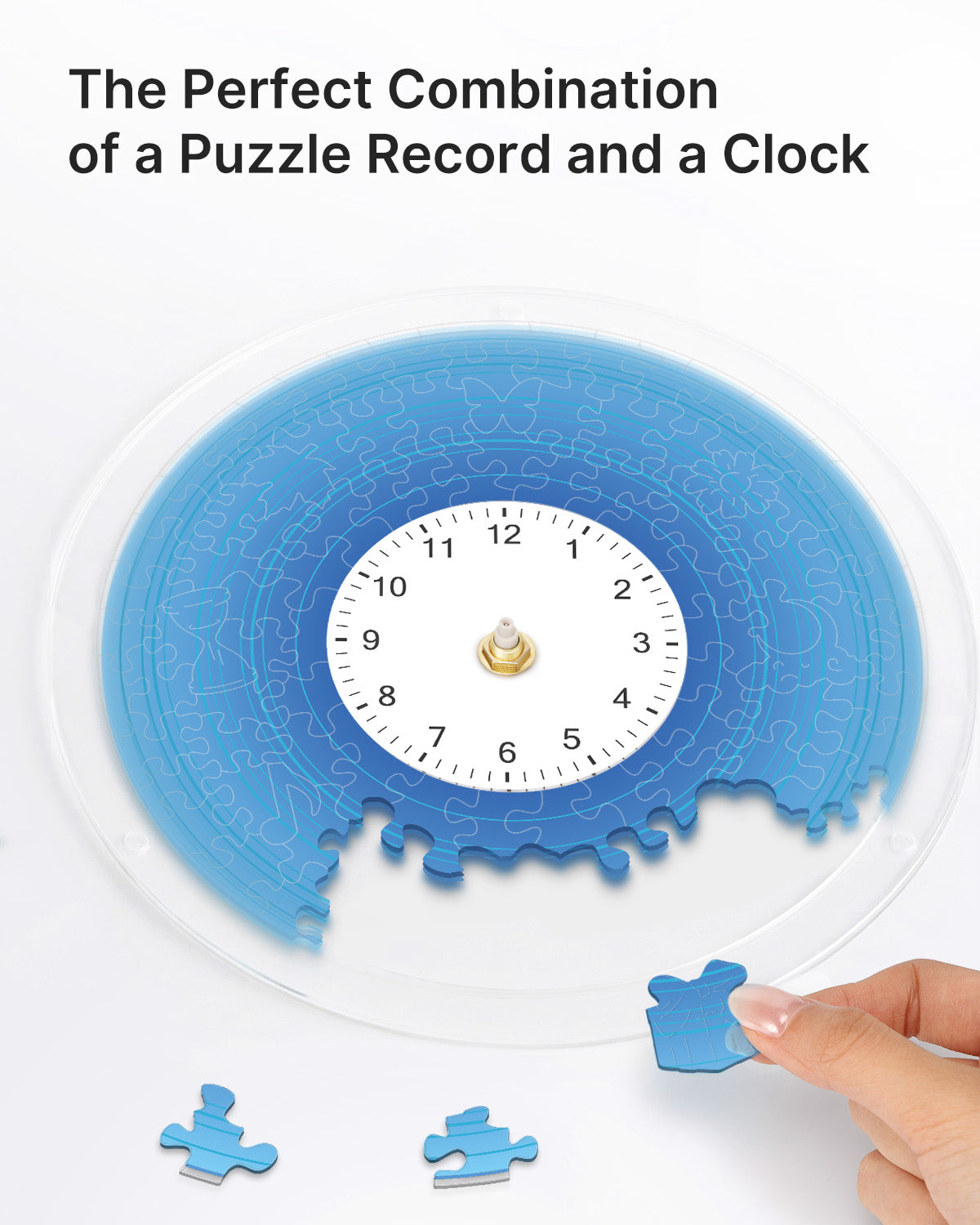 DIY Acrylpuzzle-Uhr Bausatz - Farbverlauf Blau