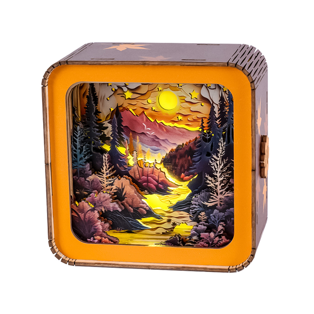 UV Forest Sunset Kit, 3D Wooden Puzzle Night Light