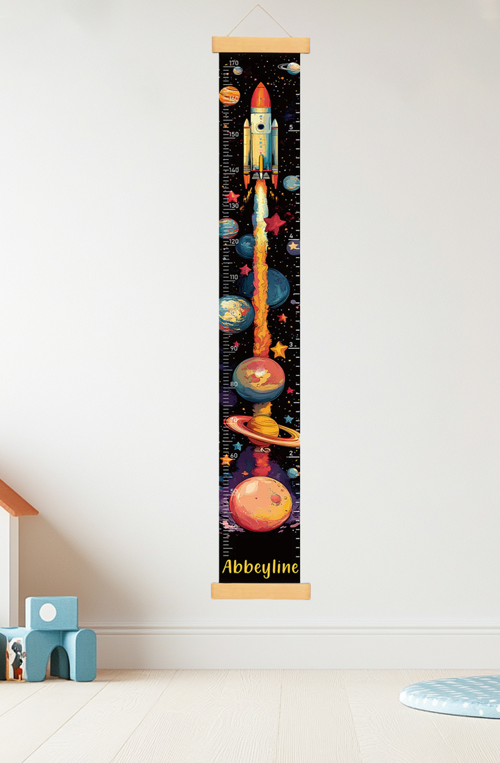 Personalized Space Rocket Hanging Canvas Height Ruler