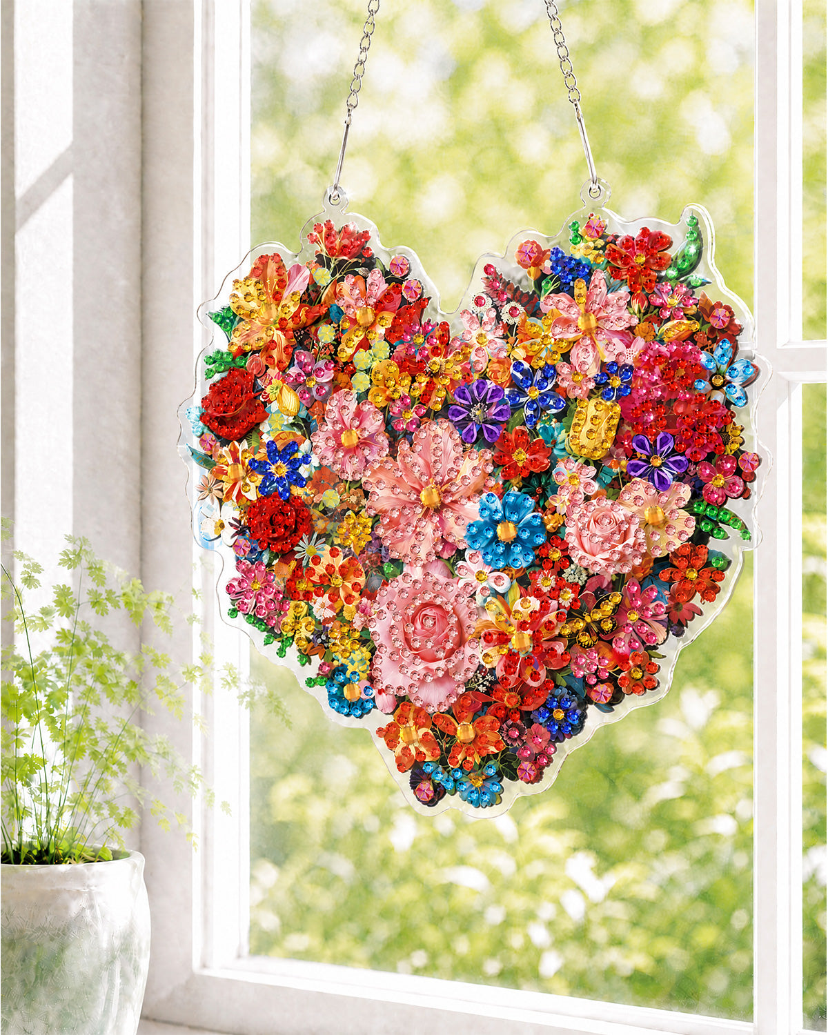 WOODBESTS | Acrylic Jigsaw Puzzle Suncatcher - Blooming Heart
