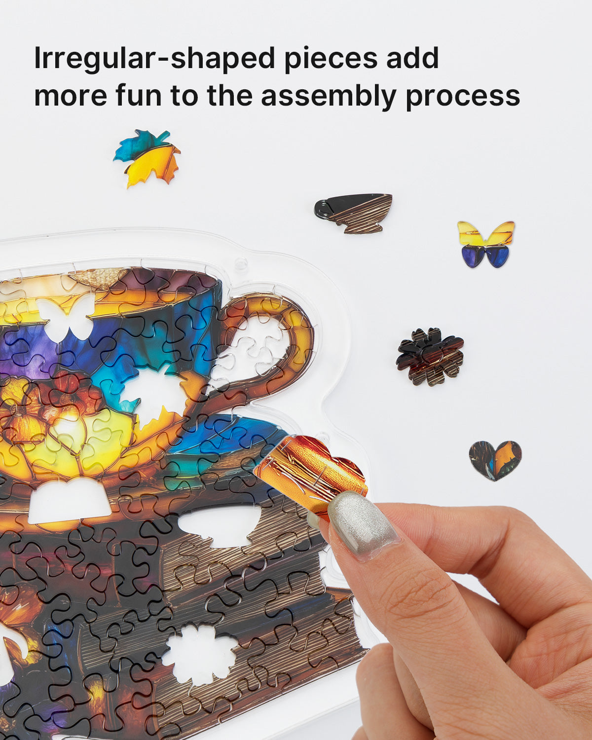 Acryl-Puzzle-Sonnenfänger – Strahlende Blüte Teetasse