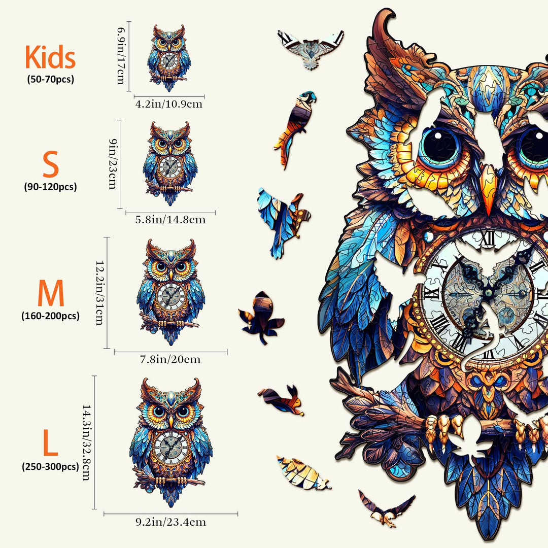 Owl Clocks Wooden Jigsaw Puzzle