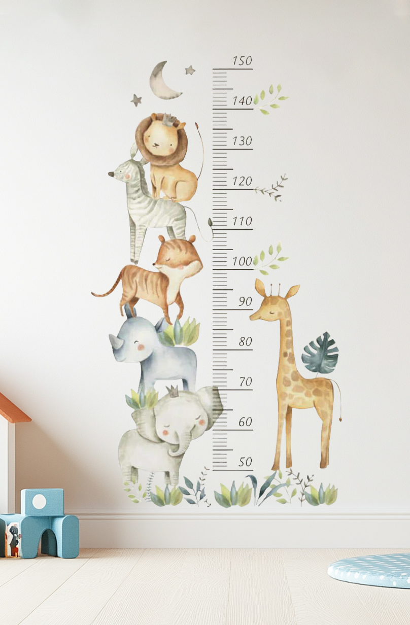 Cute Animals Growth Chart Wall Stickers