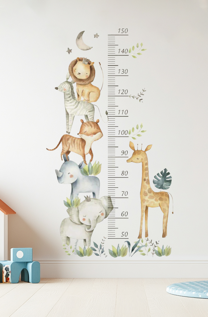 Cute Animals Growth Chart Wall Stickers