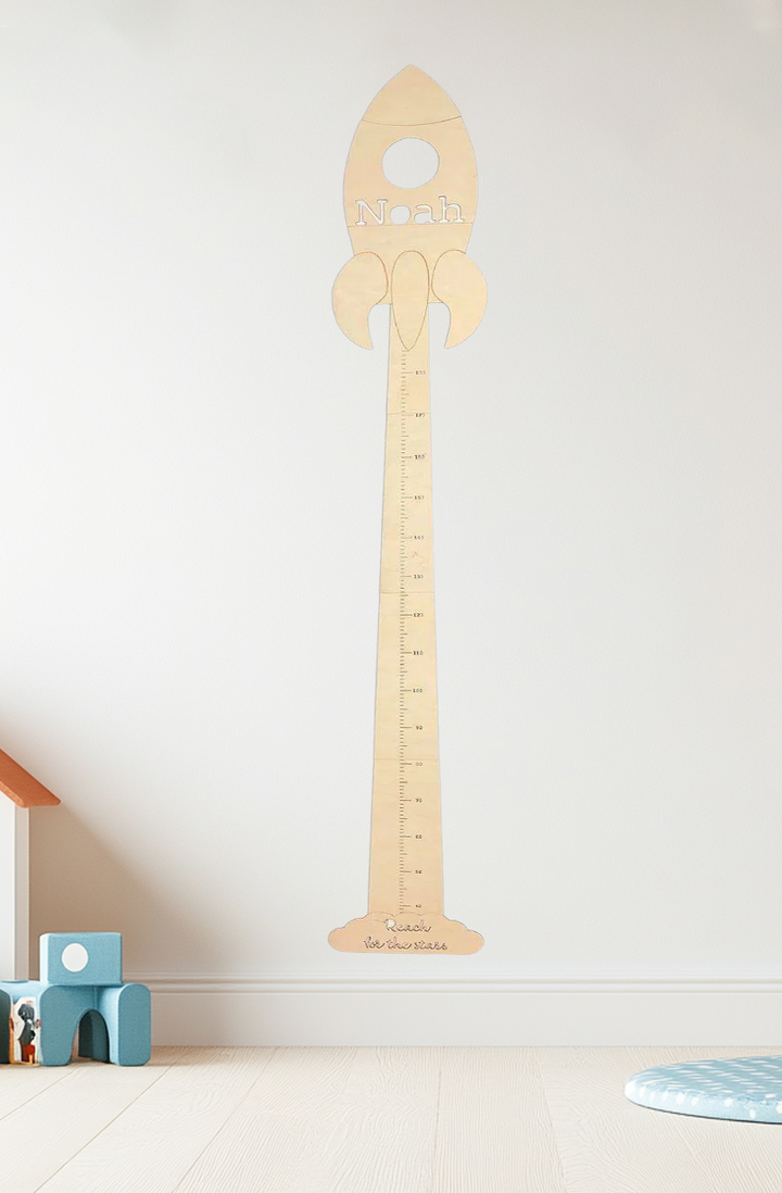 Personalized Wooden Rocket Growth Chart Nursery Decor