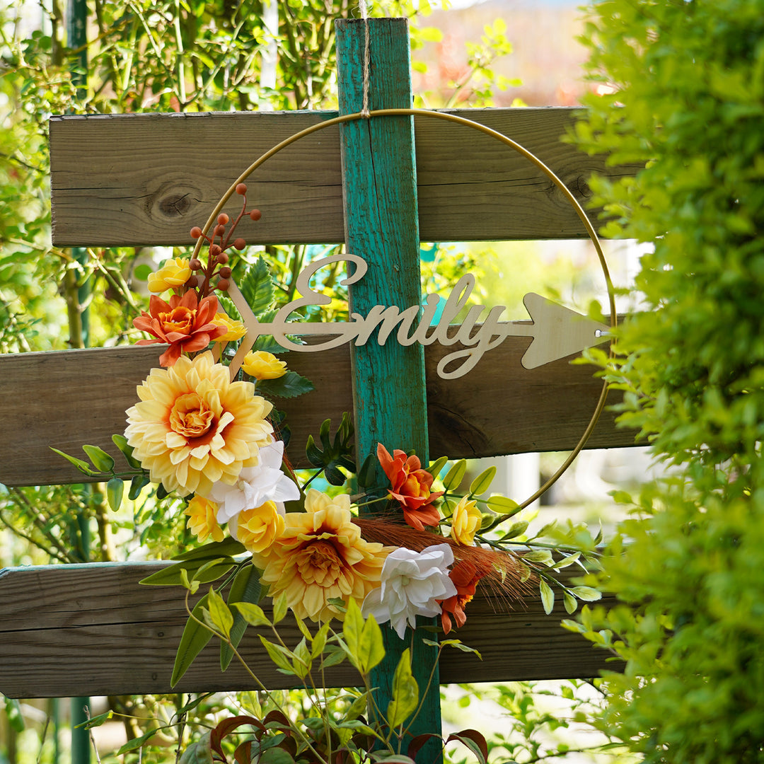 Personalized Blooming Bliss Wreath-Woodbests
