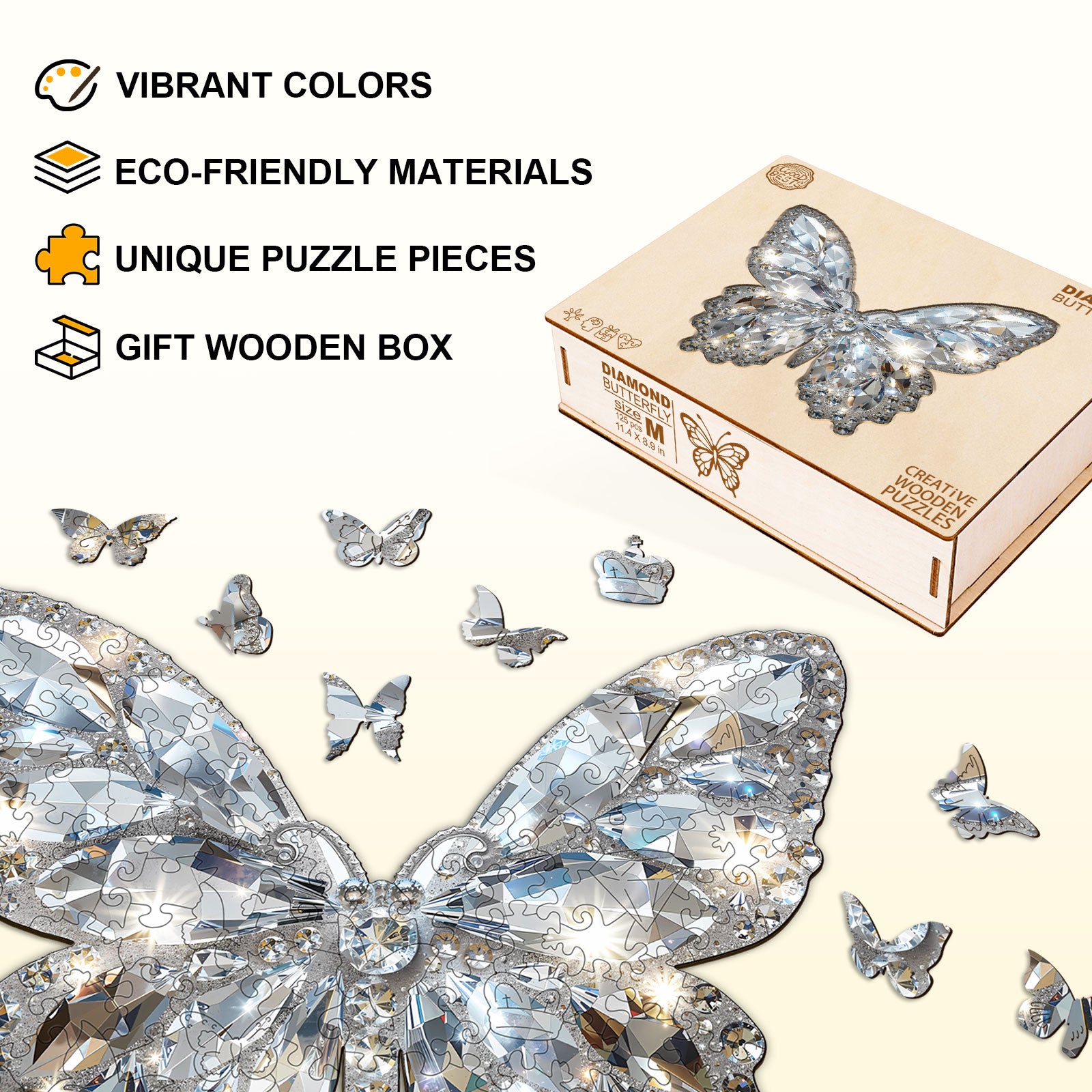 Diamond Butterfly Wooden Jigsaw Puzzle