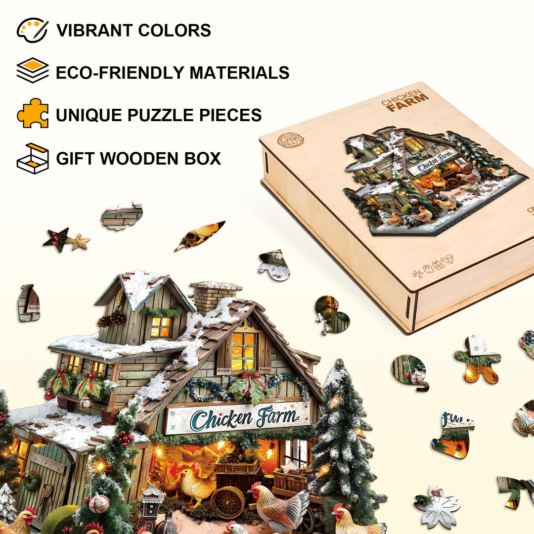 chicken farm Wooden Jigsaw Puzzle