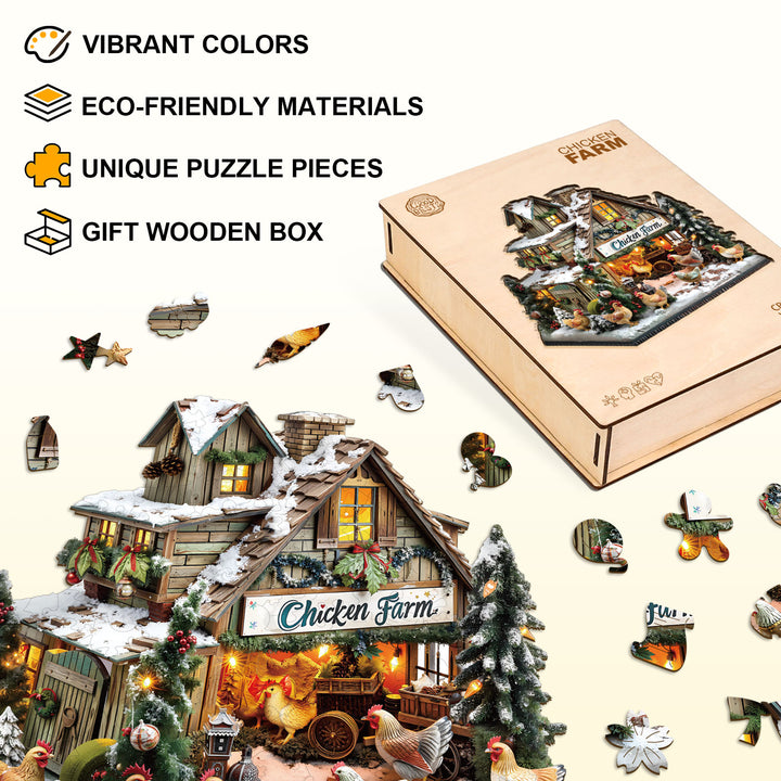 chicken farm Wooden Jigsaw Puzzle
