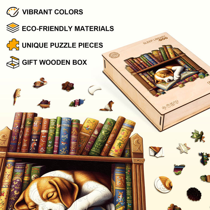 Biblioteca del Sueño - Rompecabezas de Madera para Perros