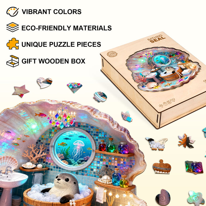 Bathing Seal Wooden Jigsaw Puzzle