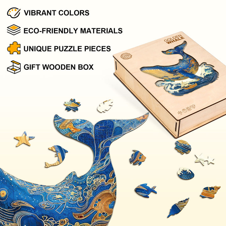 Golden Whale Wooden Jigsaw Puzzle