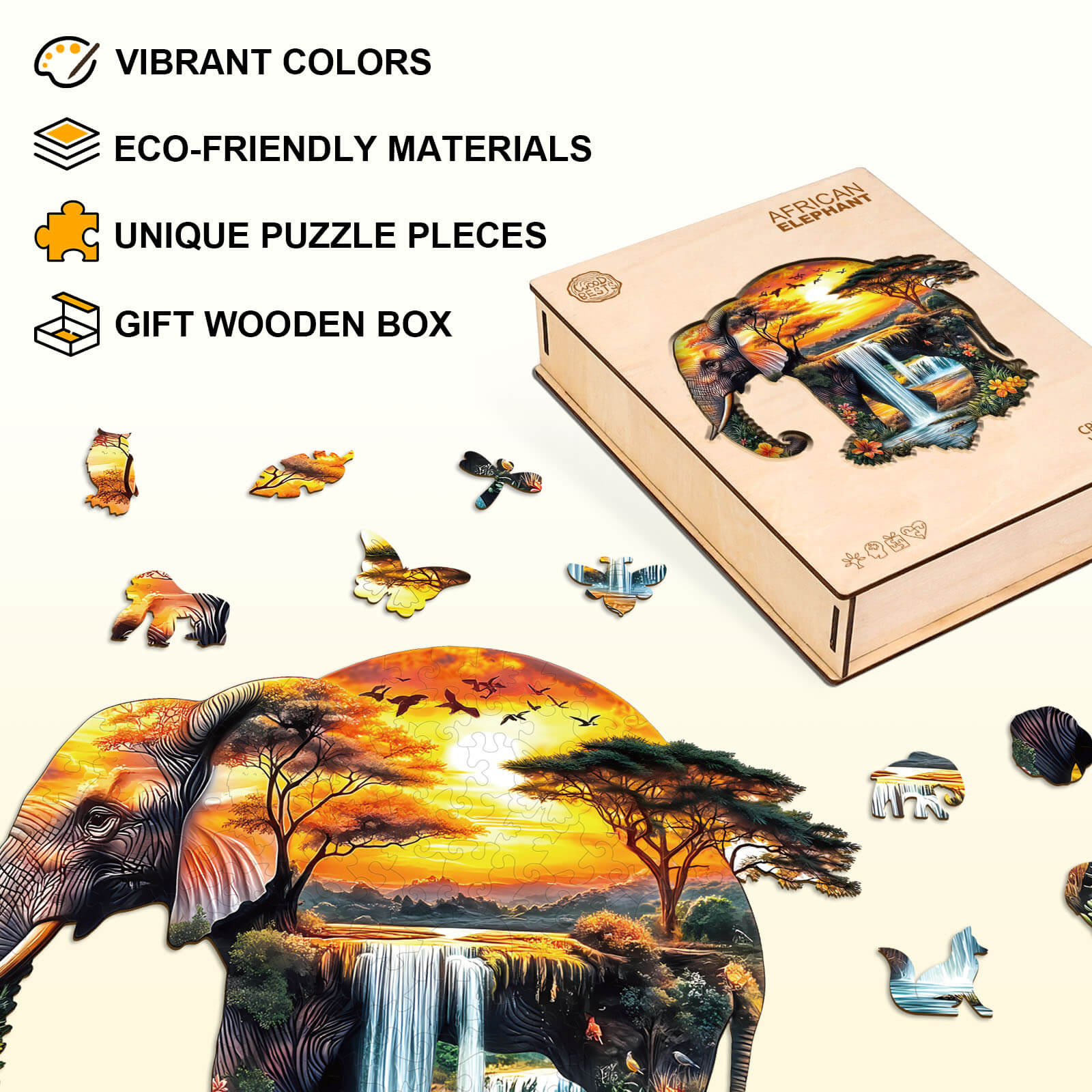 African elephant Wooden Jigsaw Puzzle