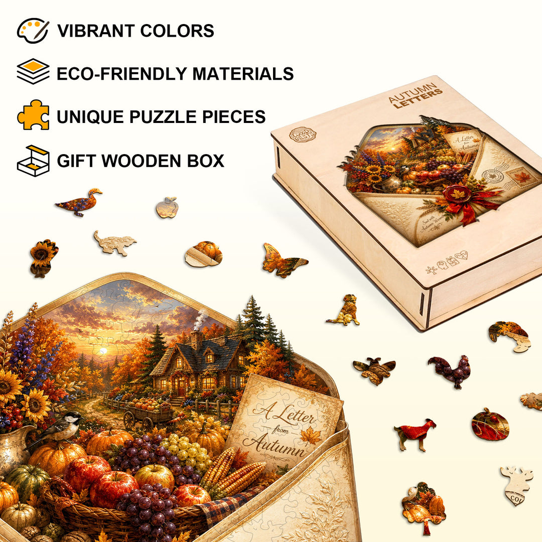 Autumn Letters Wooden Jigsaw Puzzle