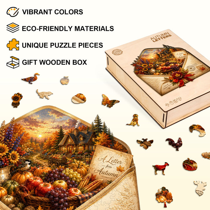 Autumn Letters Wooden Jigsaw Puzzle