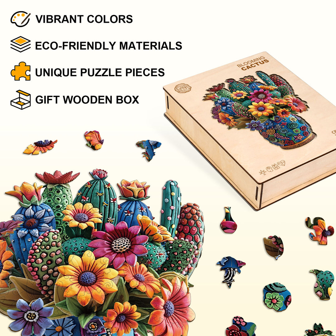 Blooming cactus Wooden Jigsaw Puzzle