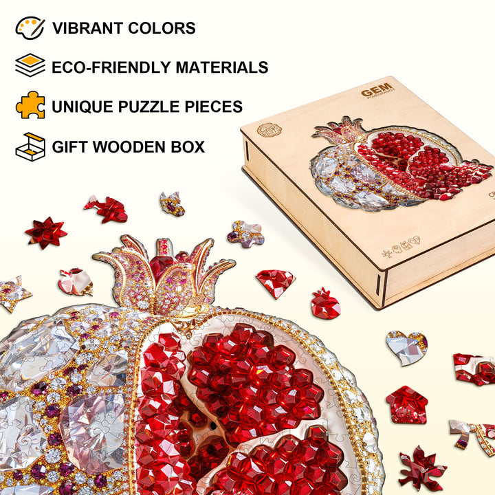 gem pomegranate Wooden Jigsaw Puzzle