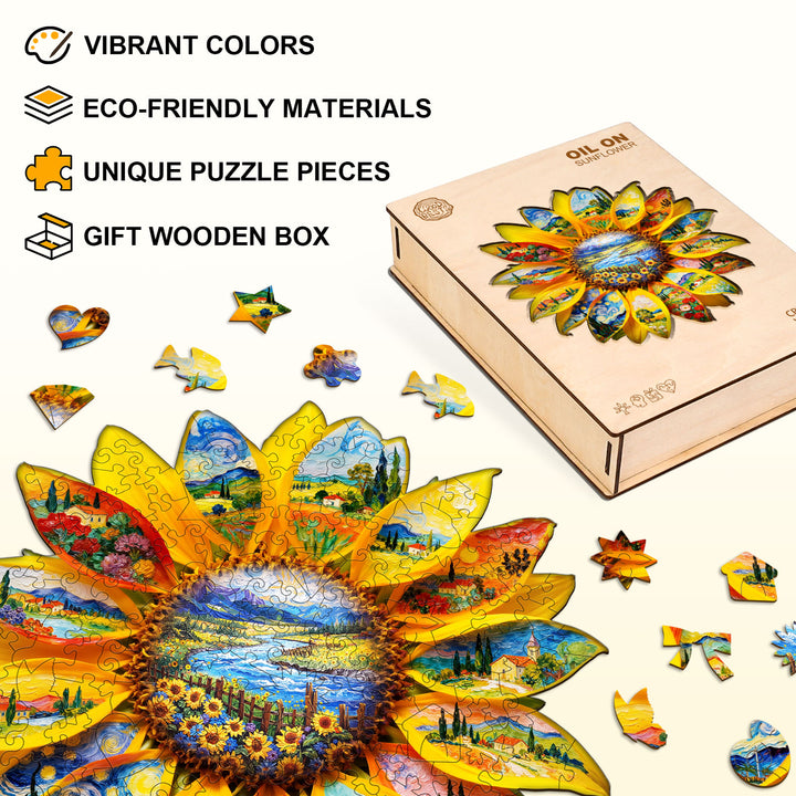 Oil on Sunflower Wooden Jigsaw Puzzle