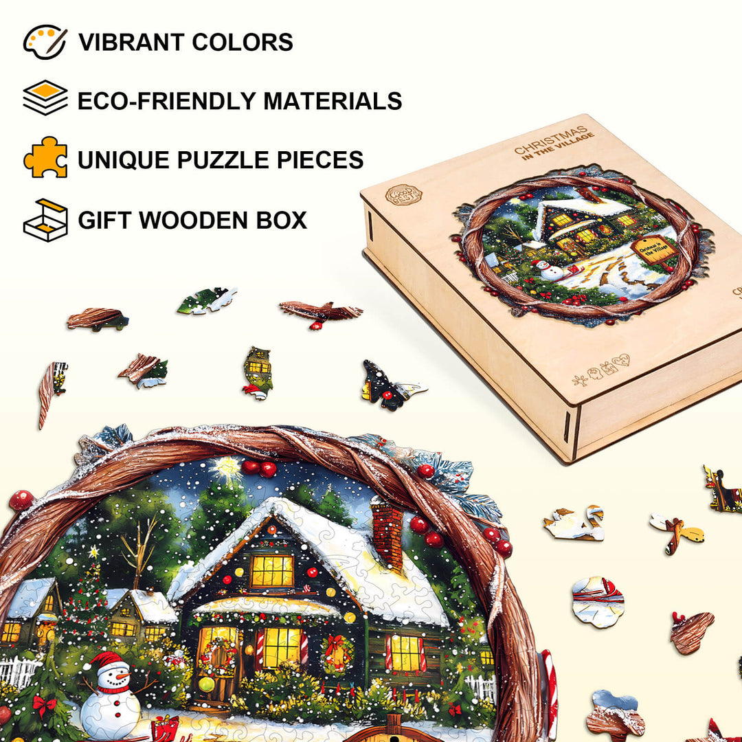 Christmas in the Village Wooden Jigsaw Puzzle
