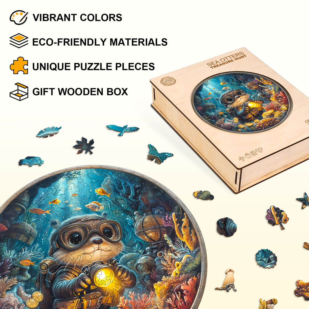 Puzzle en bois Chasse au trésor des loutres de mer