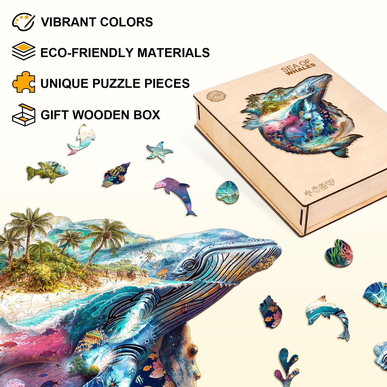 Puzzle en bois Mer de baleines