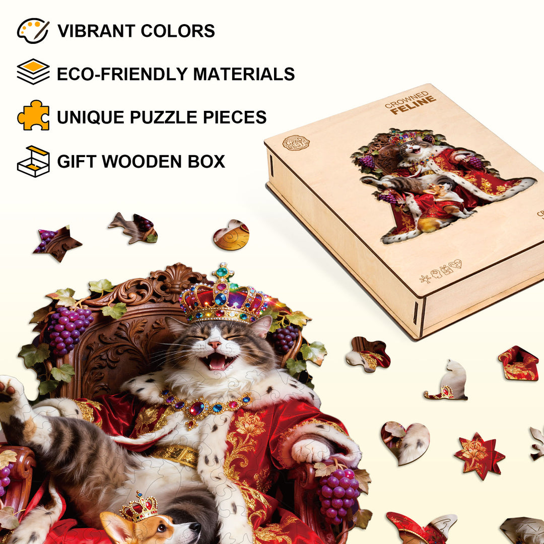 Crowned Feline Wooden Jigsaw Puzzle