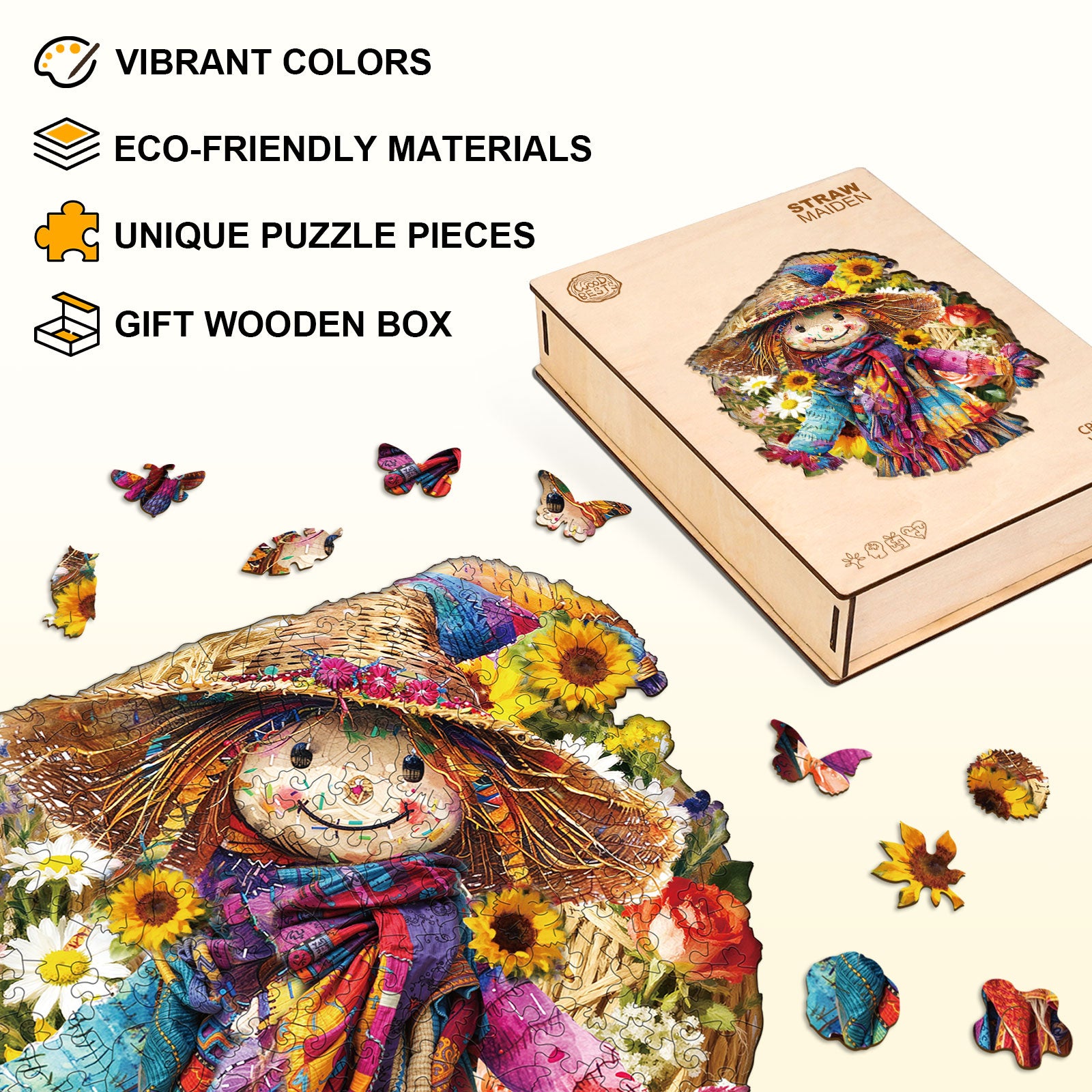 Straw Maiden Wooden Jigsaw Puzzle