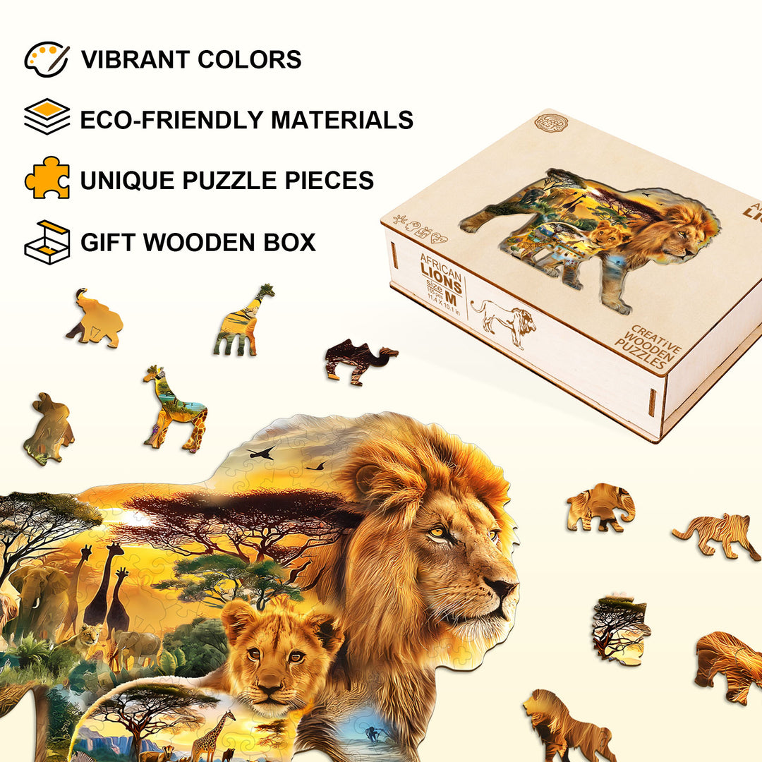 African lions Wooden Jigsaw Puzzle