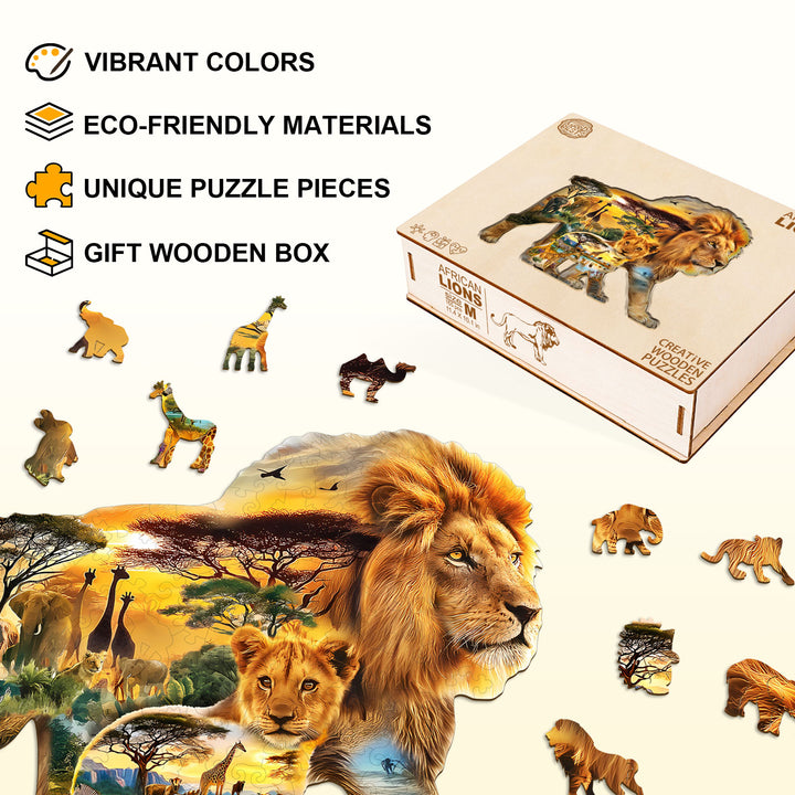 African lions Wooden Jigsaw Puzzle