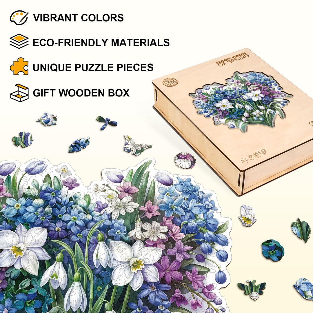 Secret Words of Spring Wooden Jigsaw Puzzle
