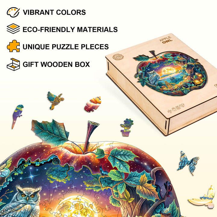 Apple Owl Wooden Jigsaw Puzzle