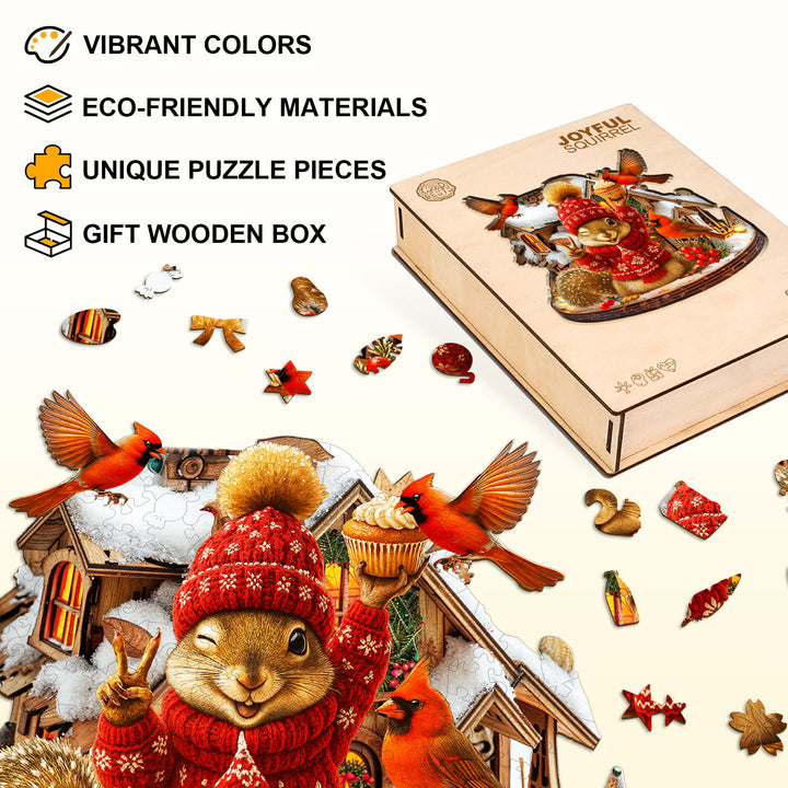 Joyful Squirrel Wooden Jigsaw Puzzle