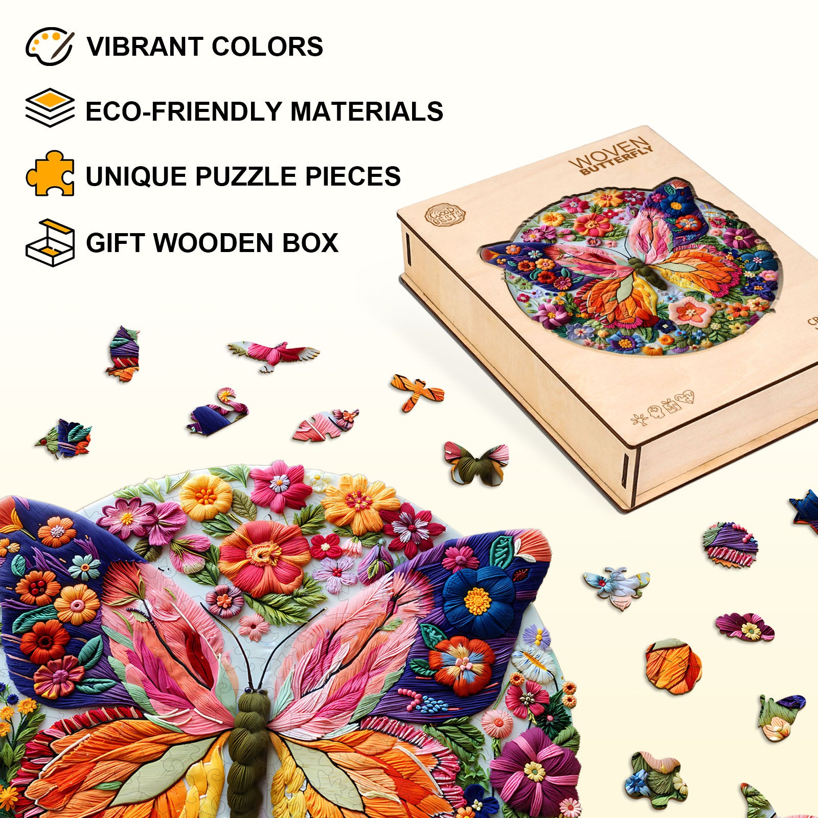 Woven Butterfly Wooden Jigsaw Puzzle