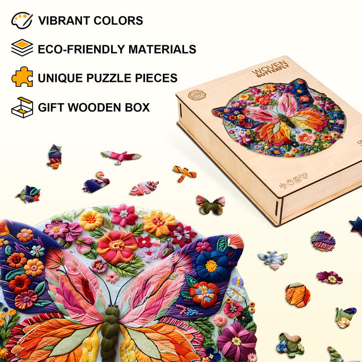 Woven Butterfly Wooden Jigsaw Puzzle
