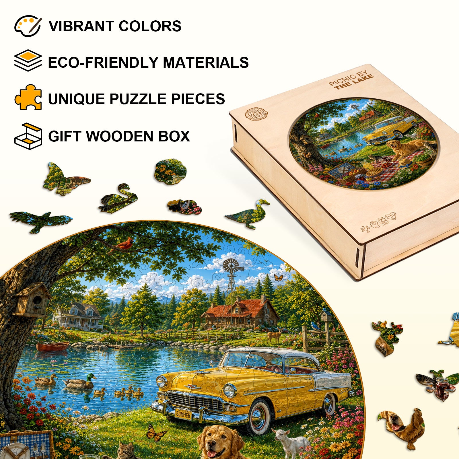 Puzzle en bois Pique-nique au bord du lac