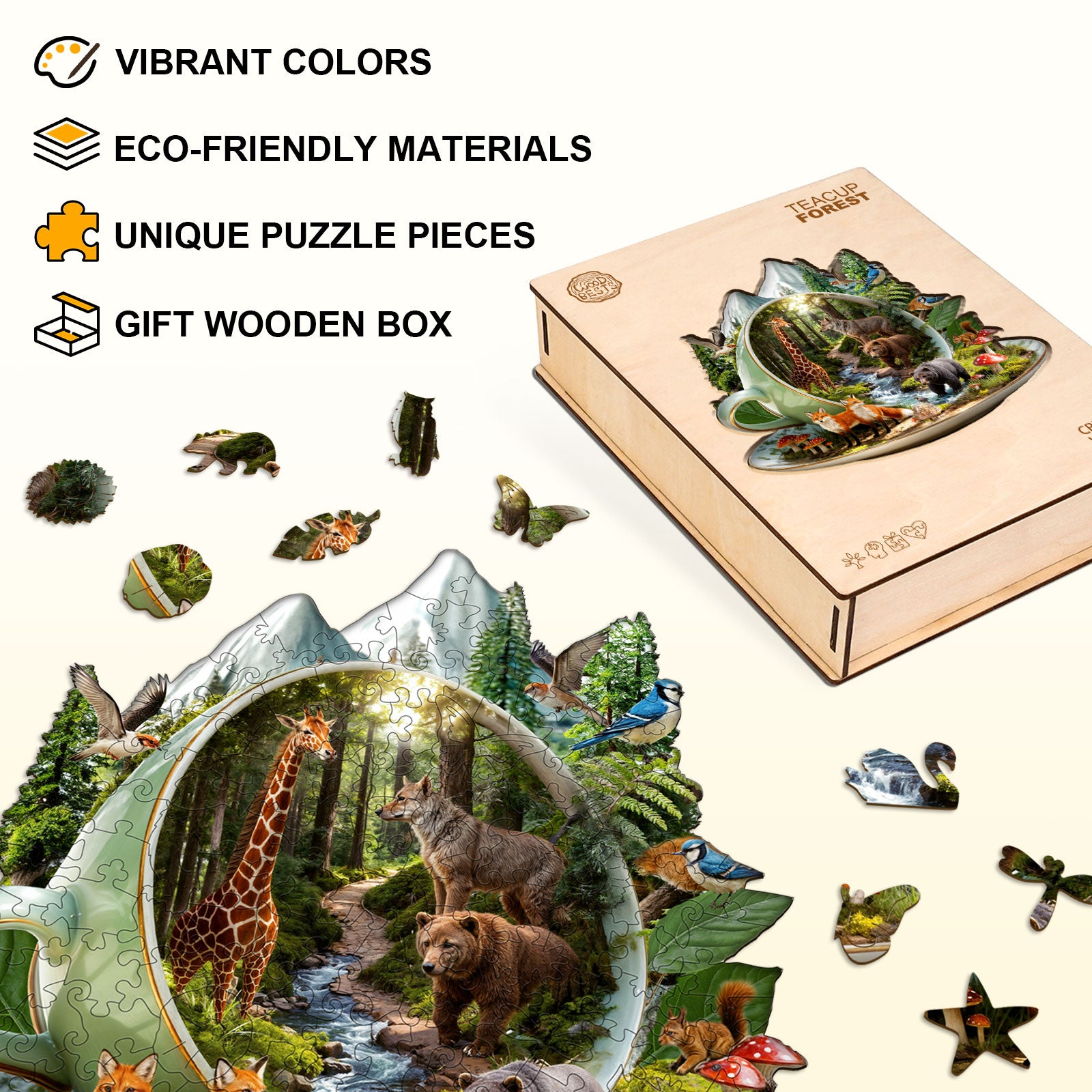 teacup forest Wooden Jigsaw Puzzle