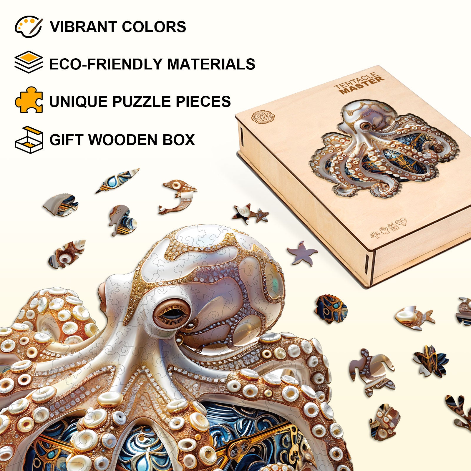 Tentacle Master Wooden Jigsaw Puzzle