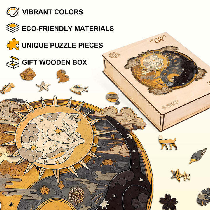 Yin Yang Cat Wooden Jigsaw Puzzle