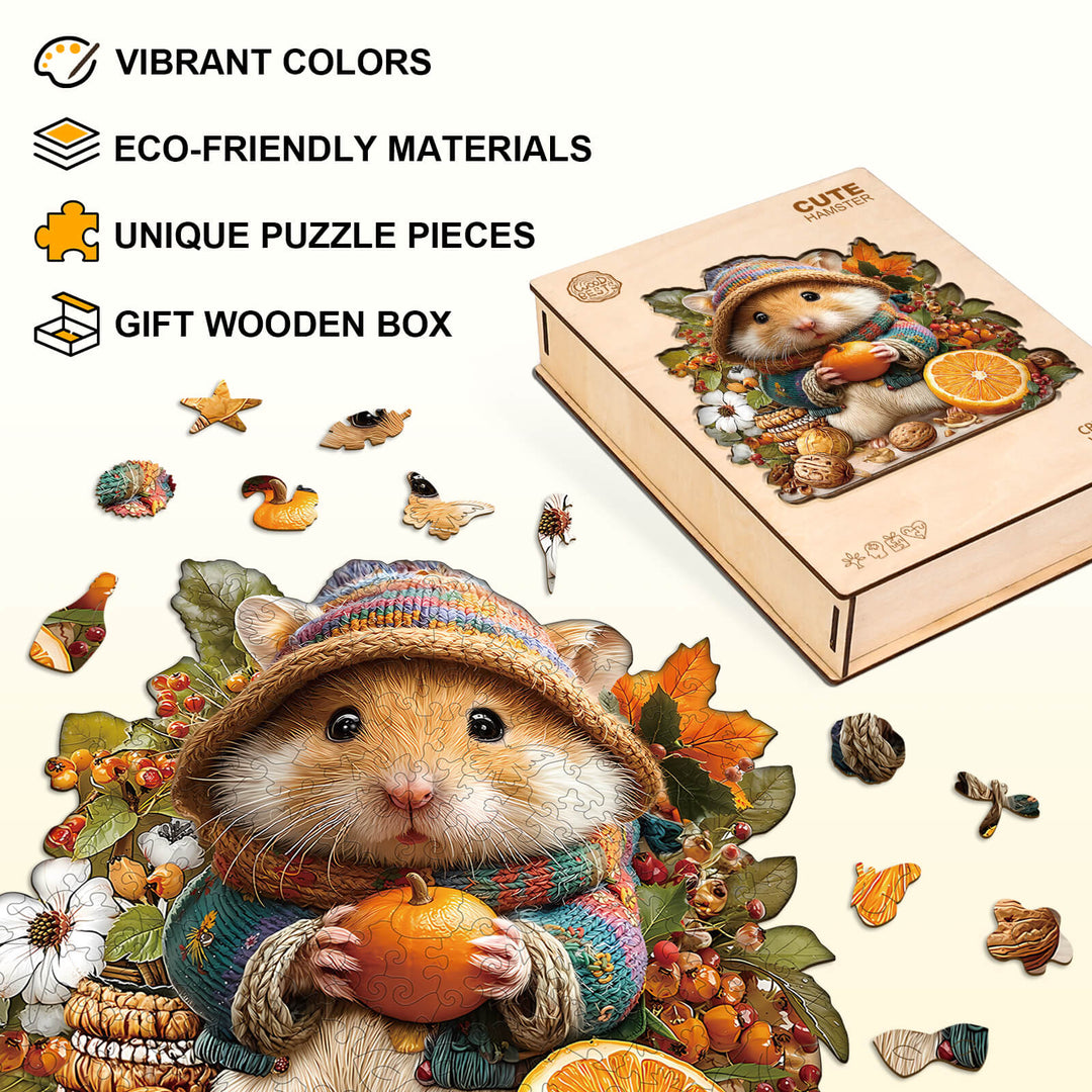 cute hamster Wooden Jigsaw Puzzle
