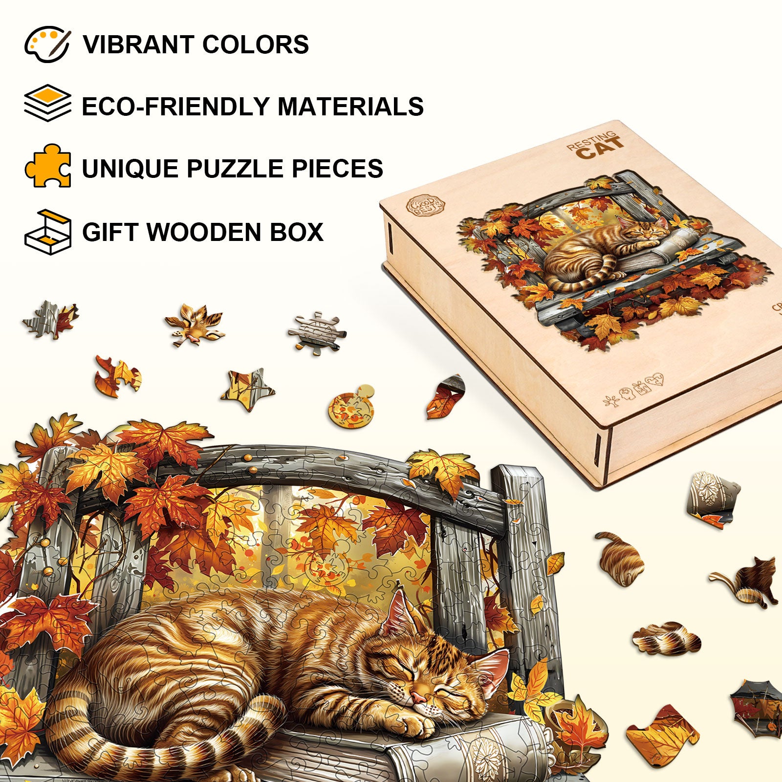 Resting Cat Wooden Jigsaw Puzzle