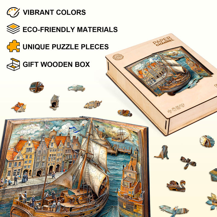 Puzzle en bois à encastrements Paper Channel
