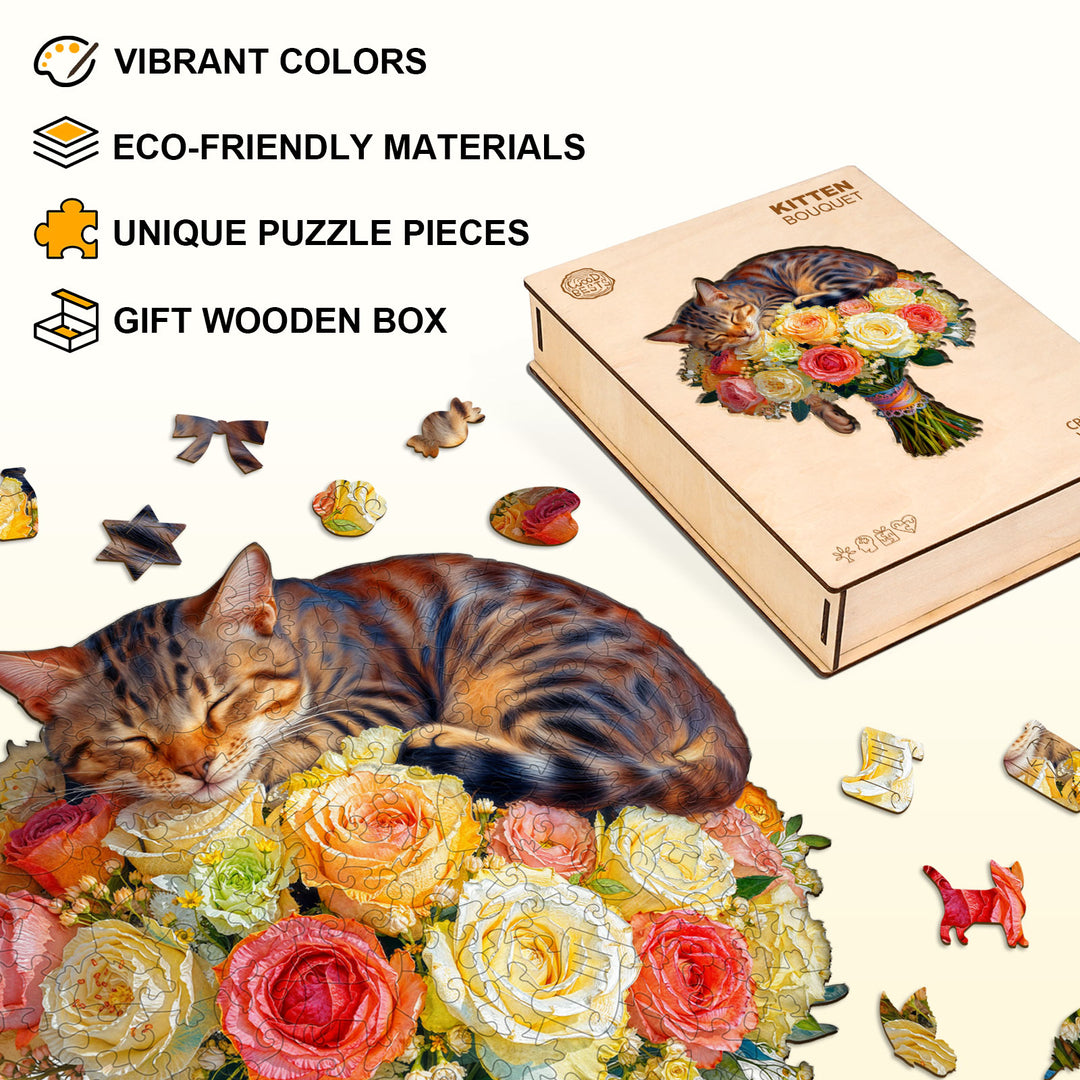 Kitten Bouquet Wooden Jigsaw Puzzle