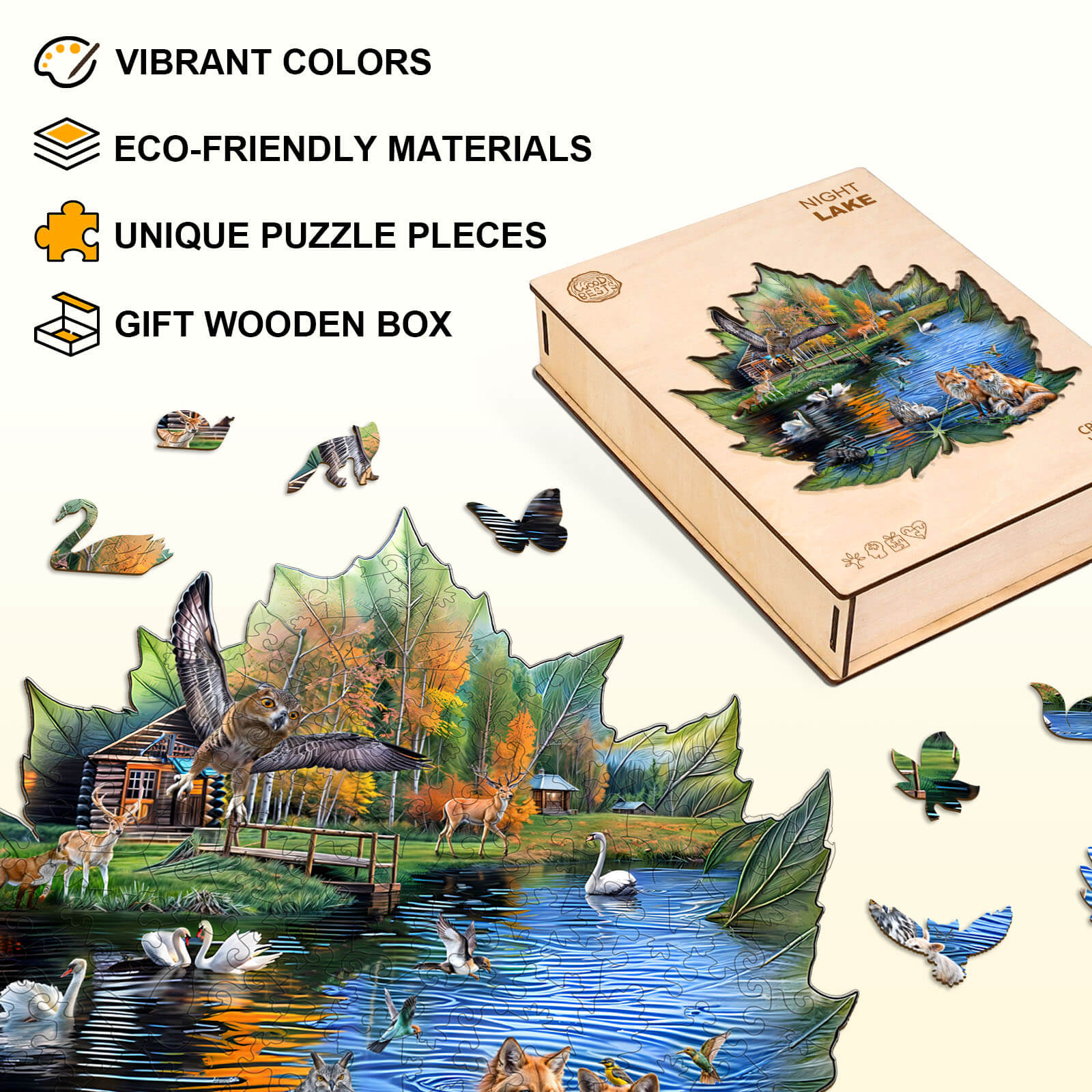 Night Lake Wooden Jigsaw Puzzle