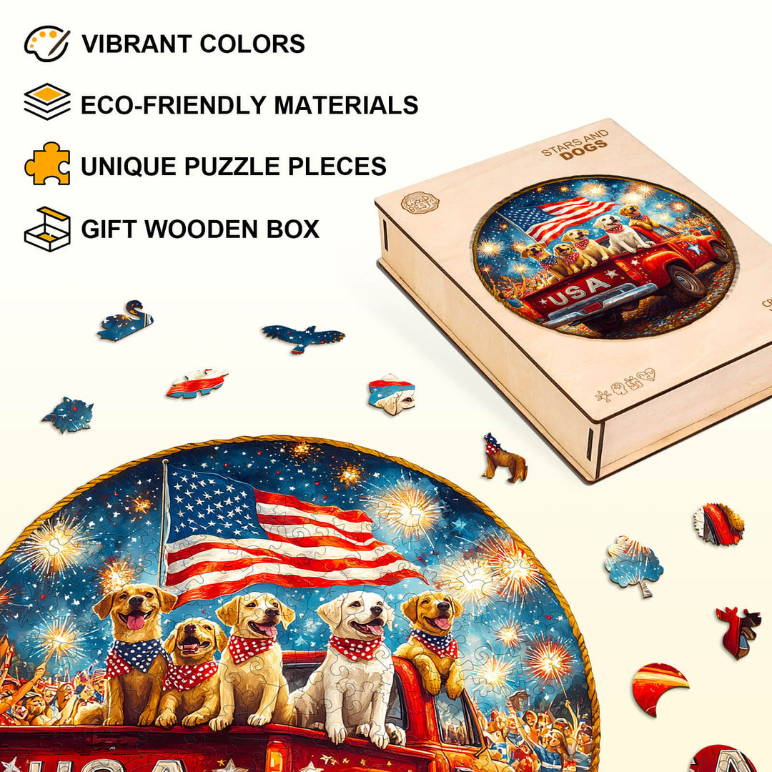 Stars and Dogs Wooden Jigsaw Puzzle