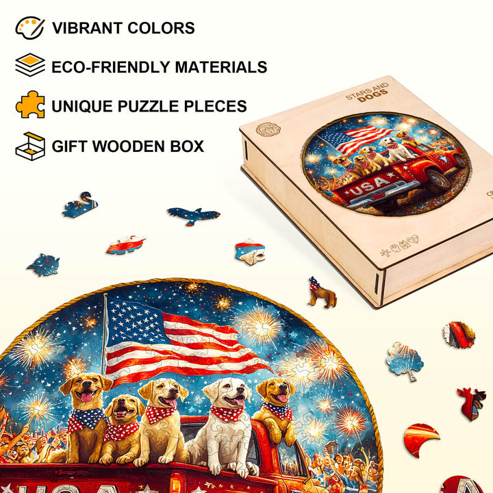 Stars and Dogs Wooden Jigsaw Puzzle