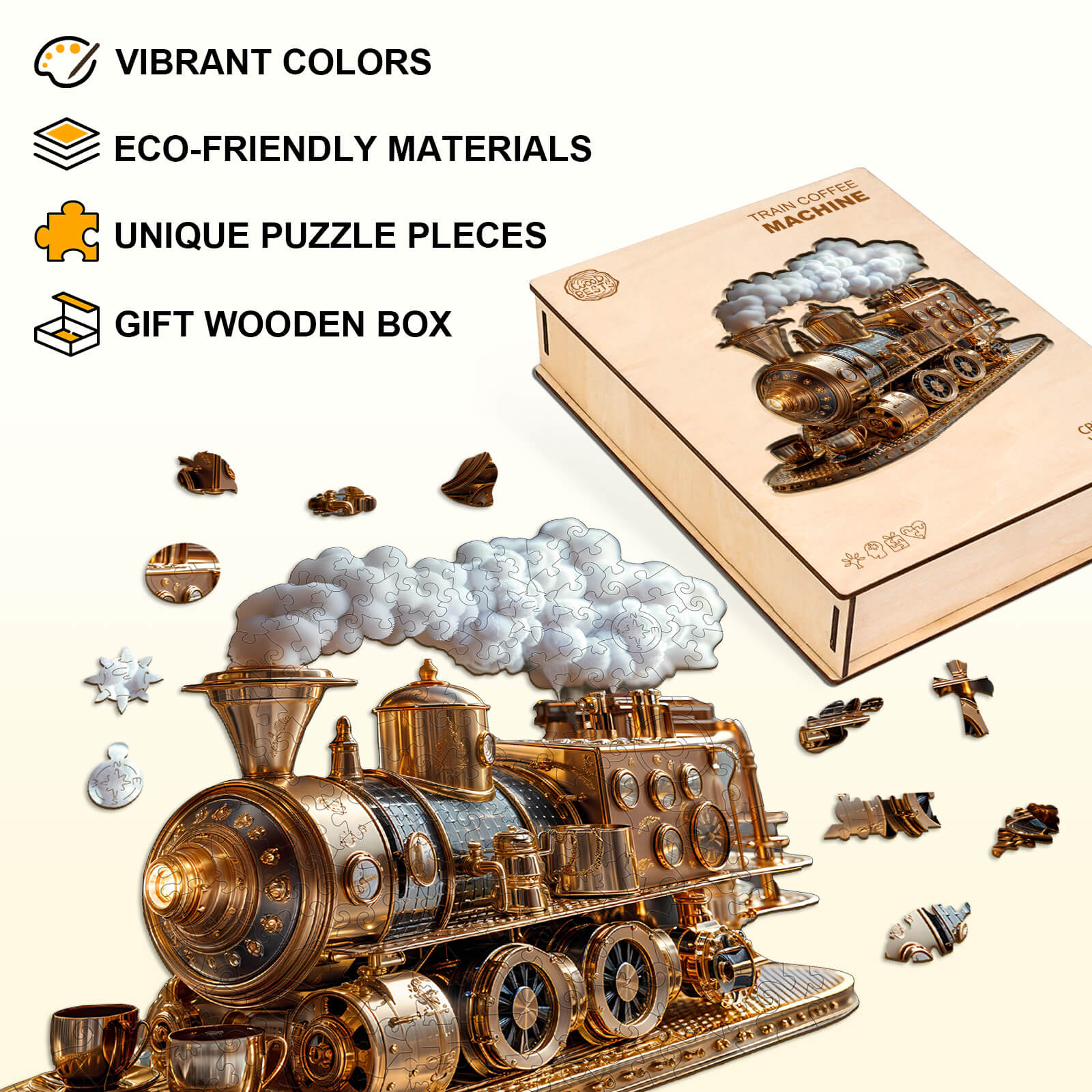 Zug-Kaffeemaschine Holz-Puzzlespiel