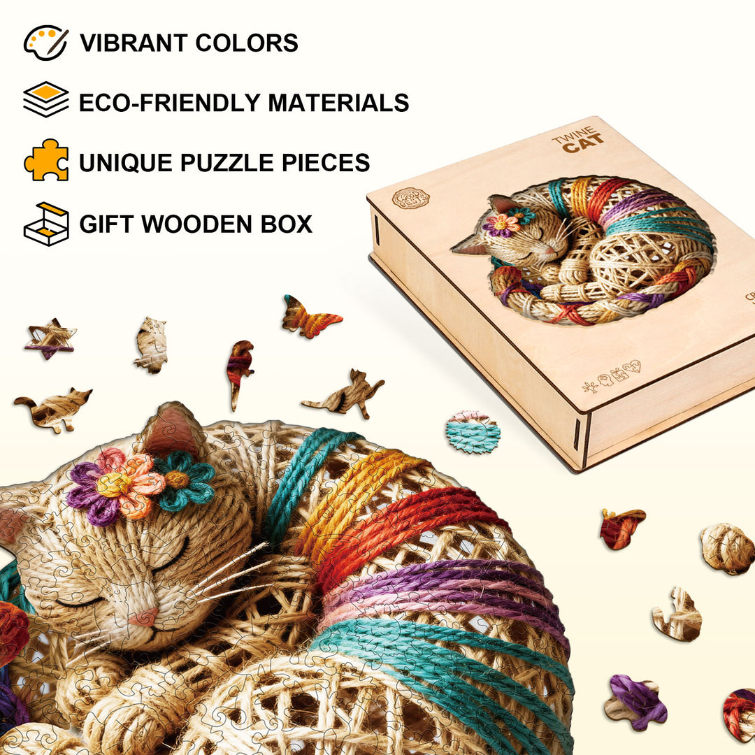 Twine Cat Wooden Jigsaw Puzzle