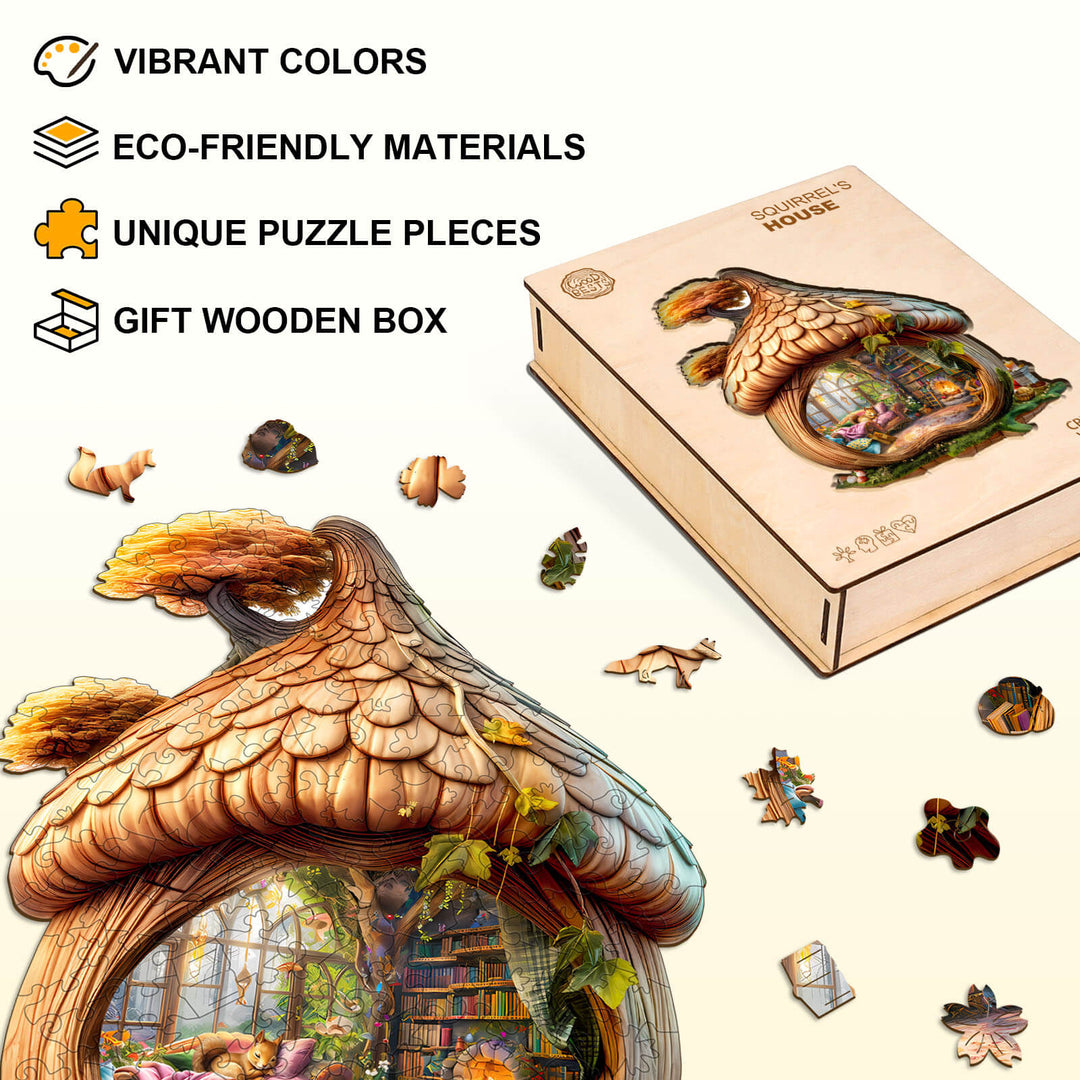 Puzzle en bois Maison de l'Écureuil