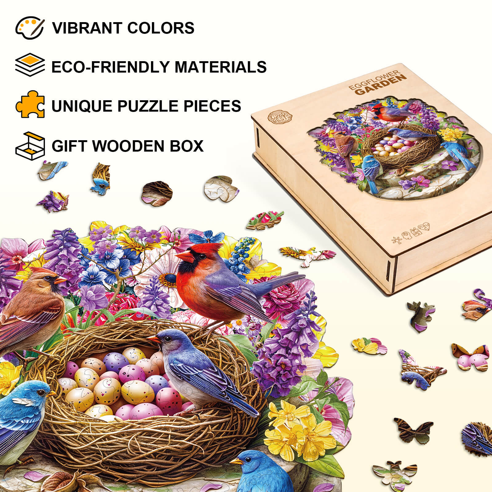 Puzzle en bois Jardin de fleurs d'œuf