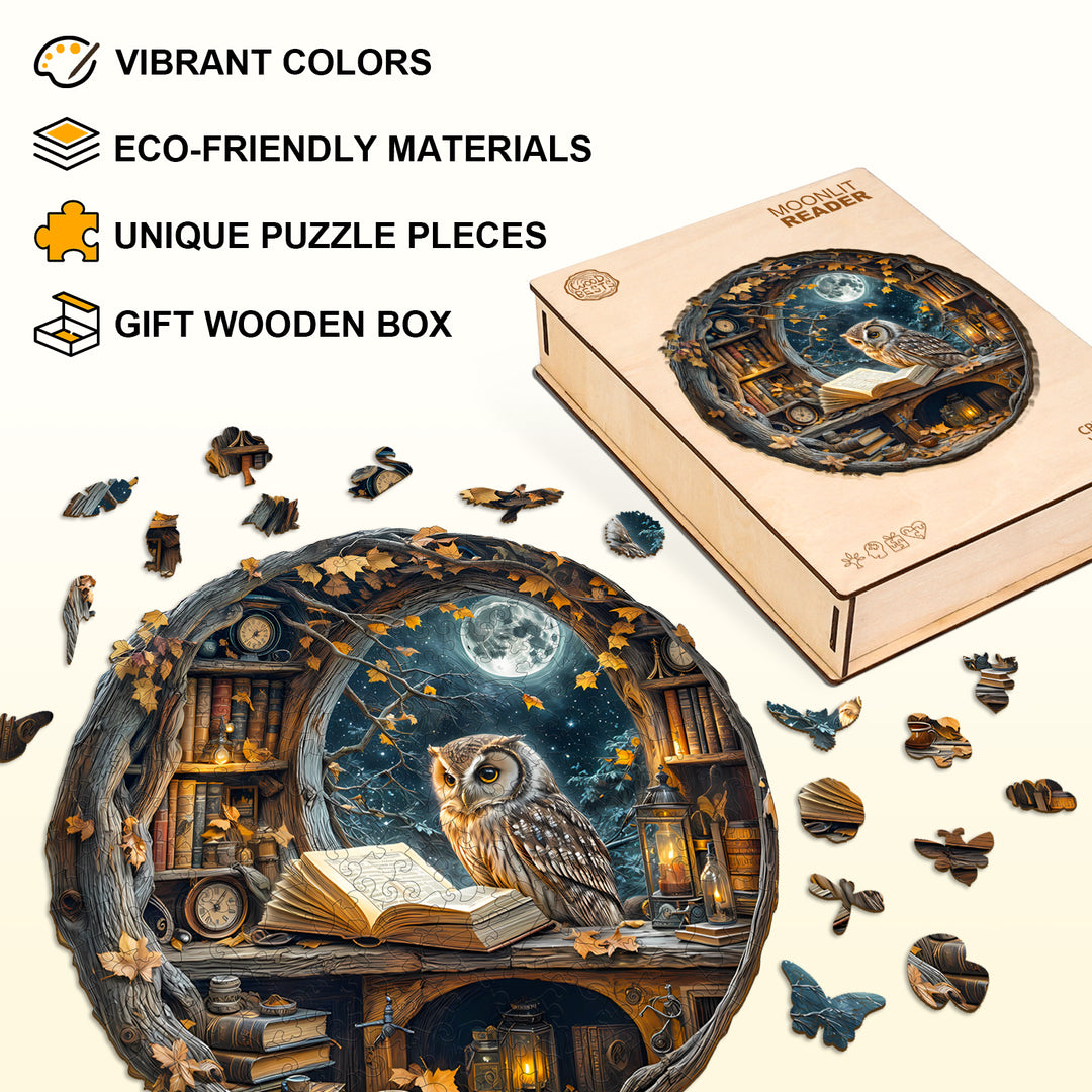 Moonlit Reader Wooden Jigsaw Puzzle